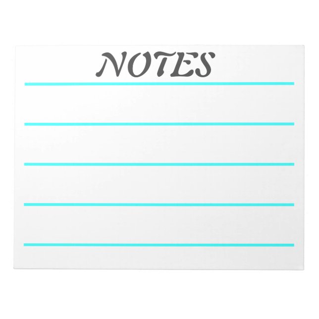 Bloc-note Papier à notes à grandes règles turquoise (Devant)