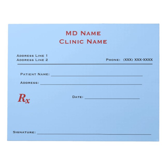 Bloc-note Papier d'ordonnance manuel (grand - bleu) (Devant)