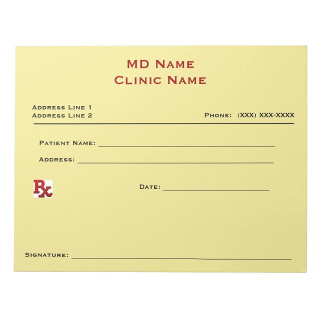 Bloc-note Papier d'ordonnance manuel (grand - jaune) (Devant)