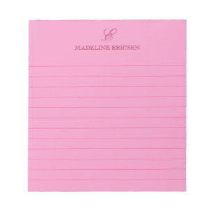 Bloc-note Papier élégant féminin à monogramme ligné
