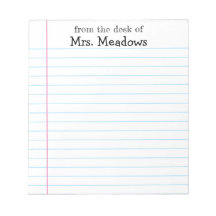 Papier Lined Teacher Personnalisé Du Bureau De