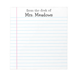 Bloc-note Papier Lined Teacher Personnalisé Du Bureau De