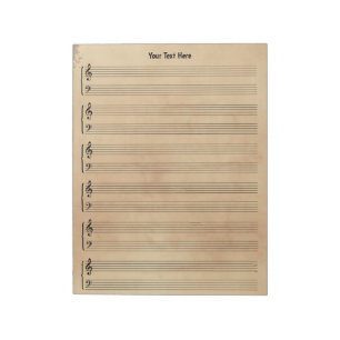 Bloc-note Papier musical Vintage Antique Custom Sheet