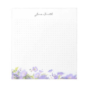 Bloc-note Papier personnalisé avec nom esthétique floral poi