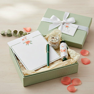 Bloc-note Papier personnalisé floral aquarelle orange  