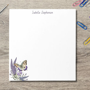 Bloc-note Papillon aquarelle élégant floral lavande 