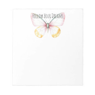 Bloc-note Papillon Blanc Jaune Rose Sarcelle Menthe