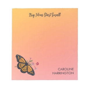 Bloc-note Papillon Monarque d'Art fin Inspirant or jaune