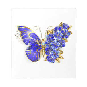 Bloc-note Papillon saphir à fleurs