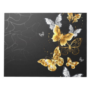Bloc-note Papillons blancs et dorés