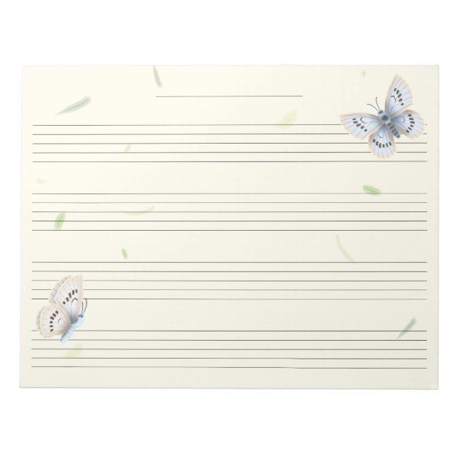 Bloc-note Papillons Extra Wide Rule Kids Music Manuscript (Devant)