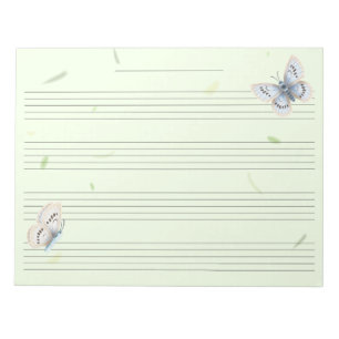Bloc-note Papillons Extra Wide Rule Kids Music Manuscript
