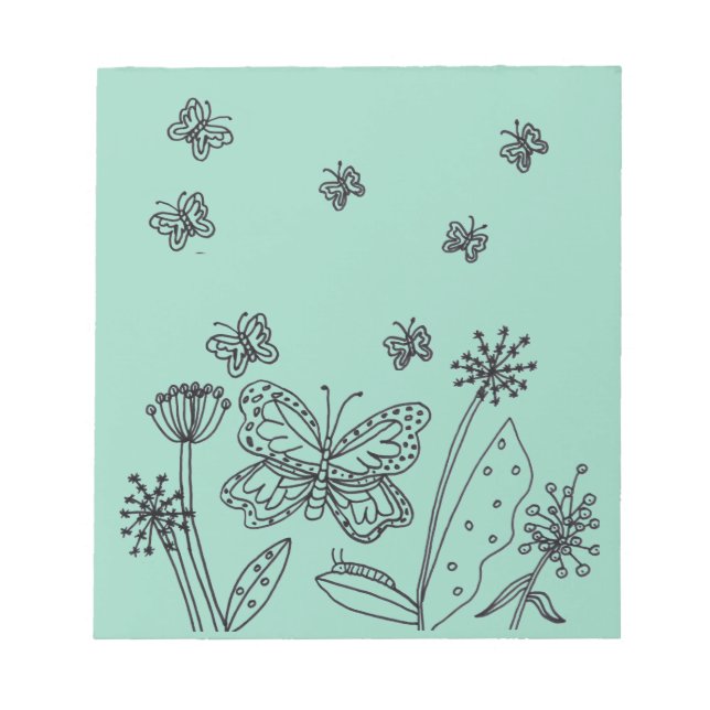 Bloc-note Papillons Monarque et fleurs Note Pad (Devant)