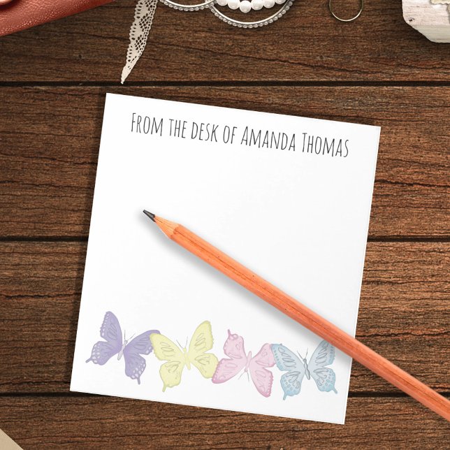 Bloc-note Papillons personnalisés Pastel Personnalisé (Pastel butterflies custom notepad)