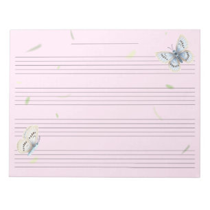 Bloc-note Papillons Règle Extra Large Musique Enfant Manuscr