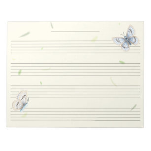 Bloc-note Papillons Règle Extra Large Musique Enfant Manuscr