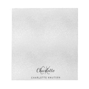 Bloc-note Paraphes en argent monogramme nom métallique
