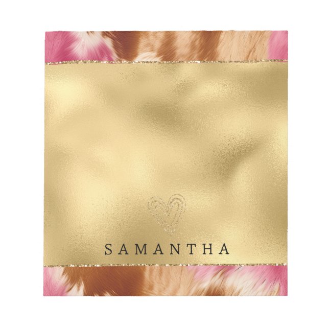 Bloc-note Parties scintillant d'or Coeur rose Vachette Occid (Devant)