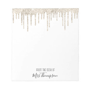 Bloc-note Parties scintillant Drippings Gold White Nom Scrip
