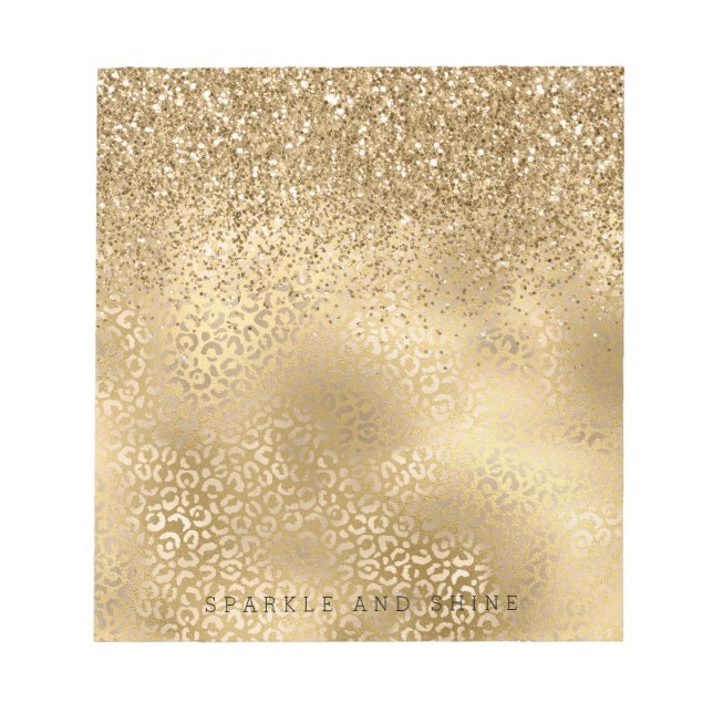 Bloc-note Parties scintillant Empreinte de léopard Gold Glam (Devant)