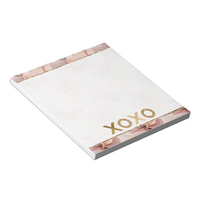 Bloc-note Parties scintillant en or rose pâle XOXO (Incliné)