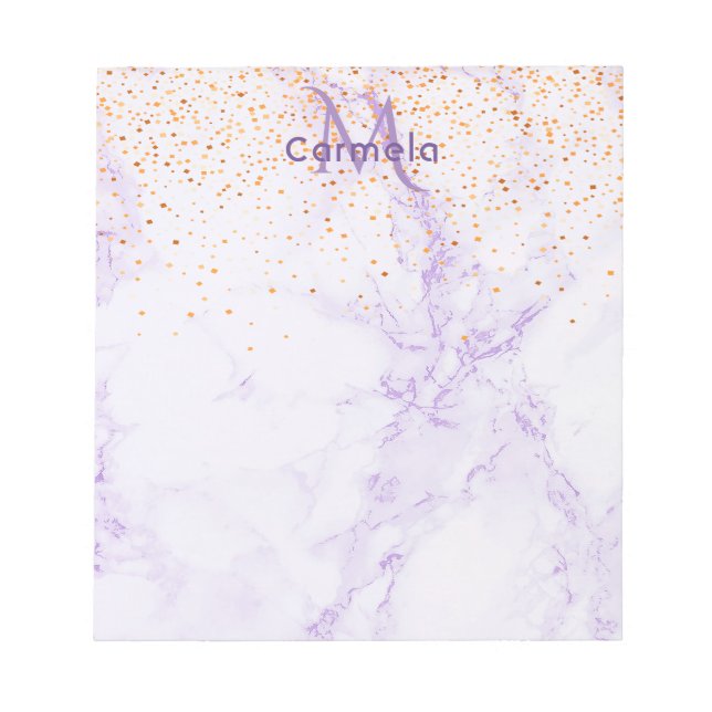 Bloc-note Parties scintillant en or violet marbre (Devant)