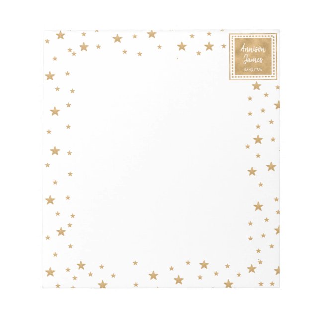 Bloc-note Parties scintillant Gold Star personnalisée Sparkl (Devant)