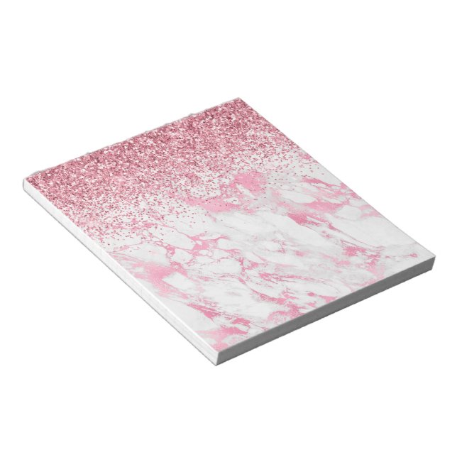 Bloc-note Parties scintillant Marbre blanc rose (Incliné)