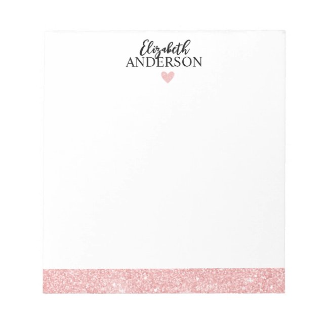 Bloc-note Parties scintillant rose élégante personnalisée (Devant)