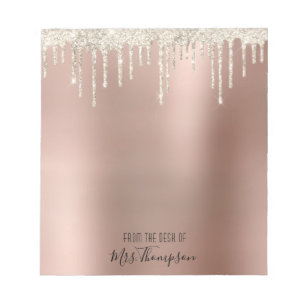 Bloc-note Parties scintillant Rose Gold brillant noir Nom S