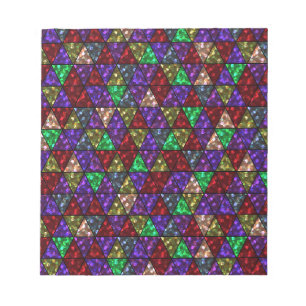 Bloc-note Parties scintillant. Rouge, vert, violet.
