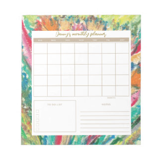 Bloc-note pastel à l'huile Botanique Daily Planner/Calendrie