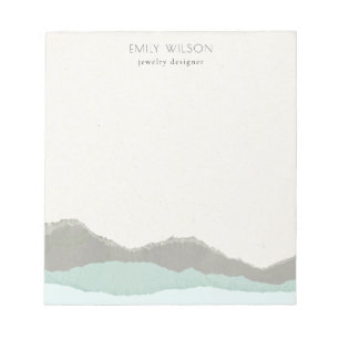 Bloc-note Pastel Aqua Grey Kraft Mountain Wave Tordu Edge