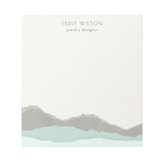 Bloc-note Pastel Aqua Grey Kraft Mountain Wave Tordu Edge (Devant)
