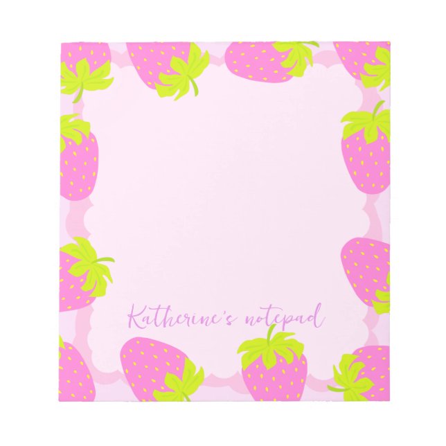 Bloc-note Pastel aux fraises rose (Devant)