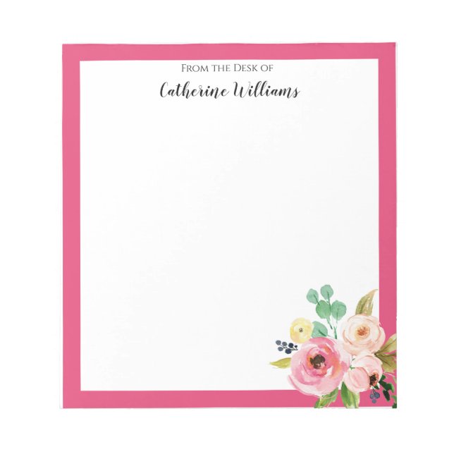 Bloc-note Pastel Floral Boho Nom papeterie (Devant)