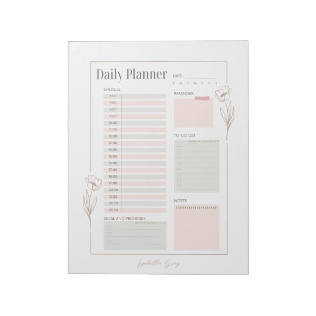 Bloc-note Pastel Floral Daily Planner (Tourné)