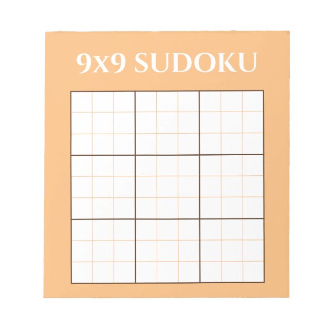 Bloc-note Pastel Orange 9 par 9 Modèle Sudoku (Devant)