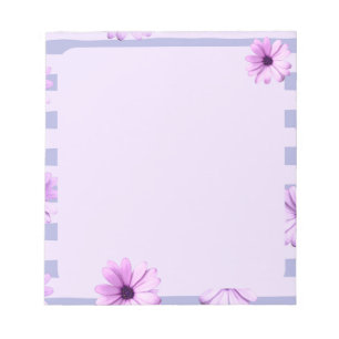 Bloc-note Pastel rayures motif avec marguerites