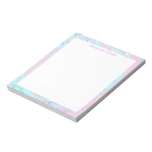 Bloc-note Pastel Tie Dye Motif Pink Aqua Mint Green