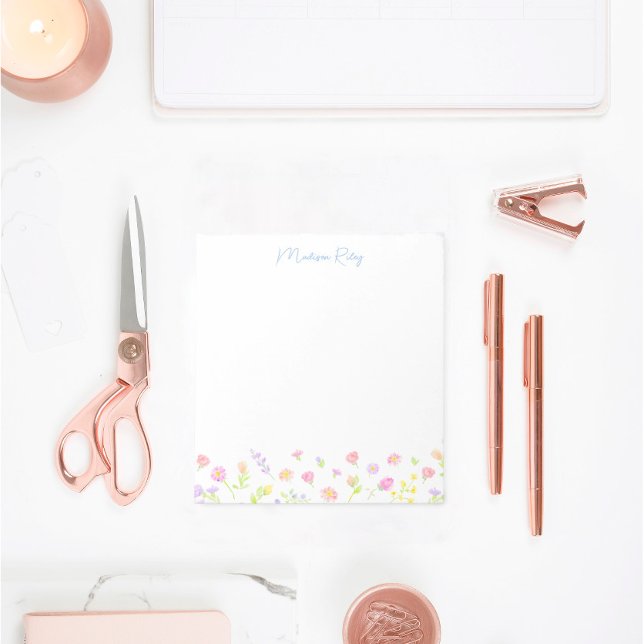 Bloc-note Pastel Wildflower Personalized Blue Notepad (Créateur téléchargé)