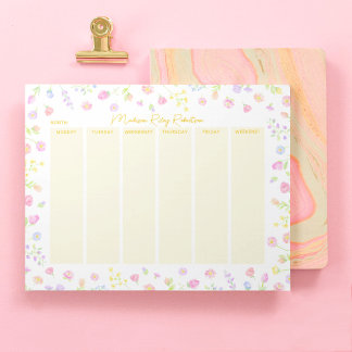 Bloc-note Pastel Wildflower Weekly Planner Notepad in Yellow