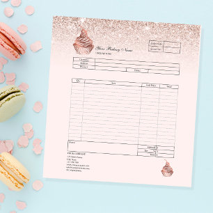Bloc-note Pastry Cupcake Bakery Order Form Invoice Notepad