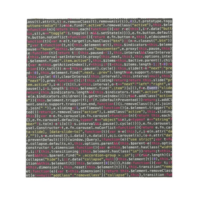 Bloc-note Patters de Developer (Devant)