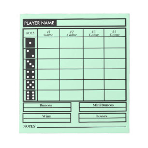 Bloc-note pavé de score bunco