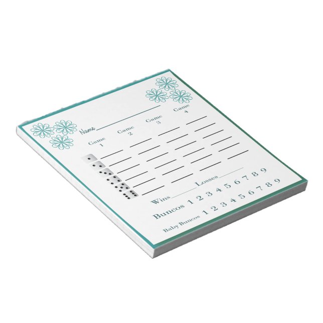 Bloc-note pavé de score bunco - fleurs (Incliné)