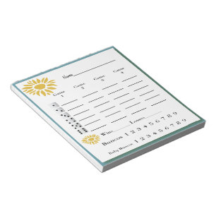 Bloc-note pavé de score bunco - tournesols