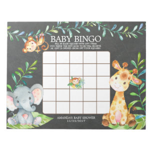 Bloc-note Pavé noir du jeu de Baby shower de bingo de la Jun