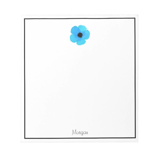 Bloc-note Pavot bleu aquarelle (Devant)