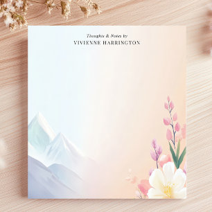 Bloc-note Paysage Floral Montagnes Pastel Nom Personnalisé